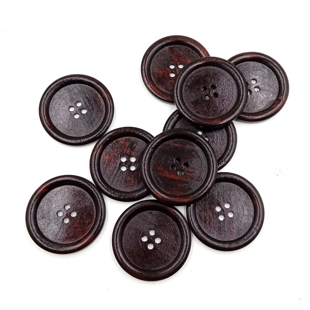 

10pcs 50mm Four Holes Buttons Round Decorative Wooden Buttons for Coat Crafts Scrapbooking DIY Projects Sewing