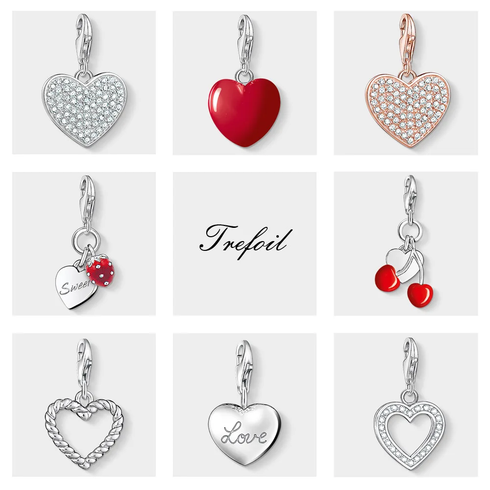 

Sweetheart CZ Pave Heart Charm Pendant,2019 New Jewelry 925 Sterling Silver TS Trendy Gift For Women Fit Bracelet Necklace