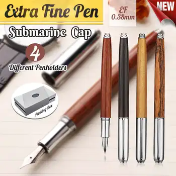 

Handmade Nature Wood Barrel China Fountain Pen Extra Fine Nib 0.38mm Thread Cap For Office School Supplies Gift for Friend