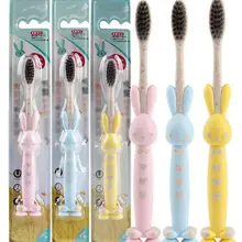 Натуральная Пшеница соломы дети милый мультфильм кролик руководство случайный мягкая форма ребенка чистой щетины зубная щетка