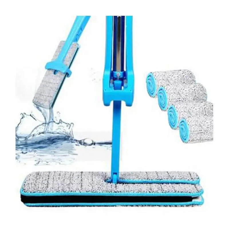 Self Wringing Double Sided Flat Mop Telescopic Comfortable Handle Mop