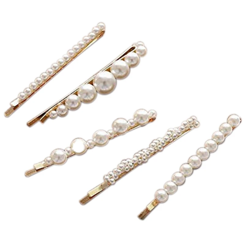 5Pcs Pearl Hair Clips Hairpins For Women Lady Girls Faux Barrettes Bobby Pins Decorative Wedding Bridal Access | Украшения и