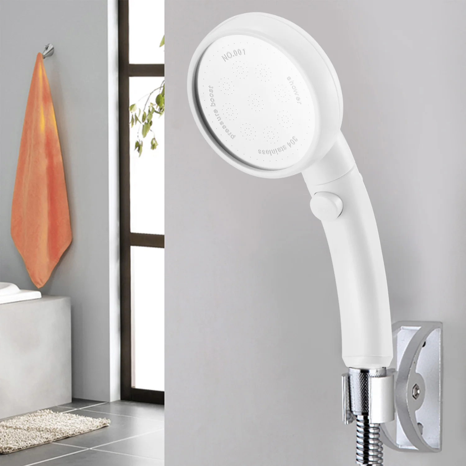 

360 Degrees Automatic ABS Supercharged Shower With Hand-Held Heater Head Water Rain Shower Bathroom Replacement Of Shower Heads