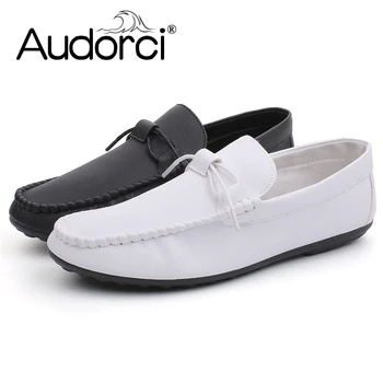 

Audorci 2019 Spring Men's 2 Colors Casual Loafers Shoes Man Handmade Slip-on Boat Peas Driving Shoe Calzado de hombre Size 39-44