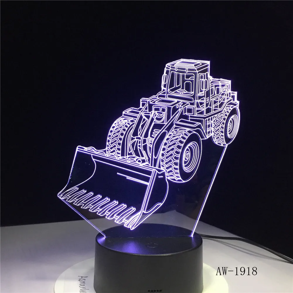 Бульдозер трактор грузовик автомобиль 3D ночник 7 цветов Изменение LED Настольная