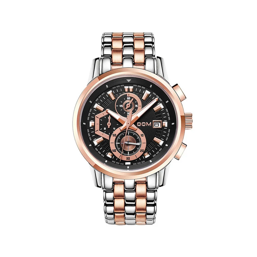 

Dom Men'S Steel Belt Watch Sports Business Watch Stainless Steel Quartz Multi-Function Watch