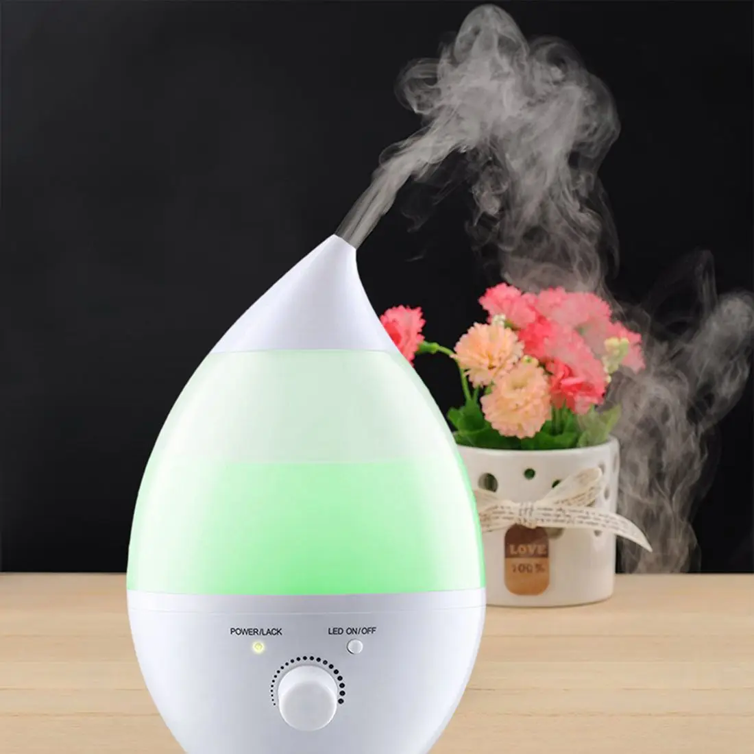 Drop shaped colored 2.4L LED humidifier home office aromatherapy ultra