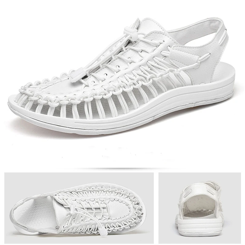 

2019 summer new elastic band hand-woven shoes breathable casual flat sandals Men and women couple shoes sandalias Size 35-44