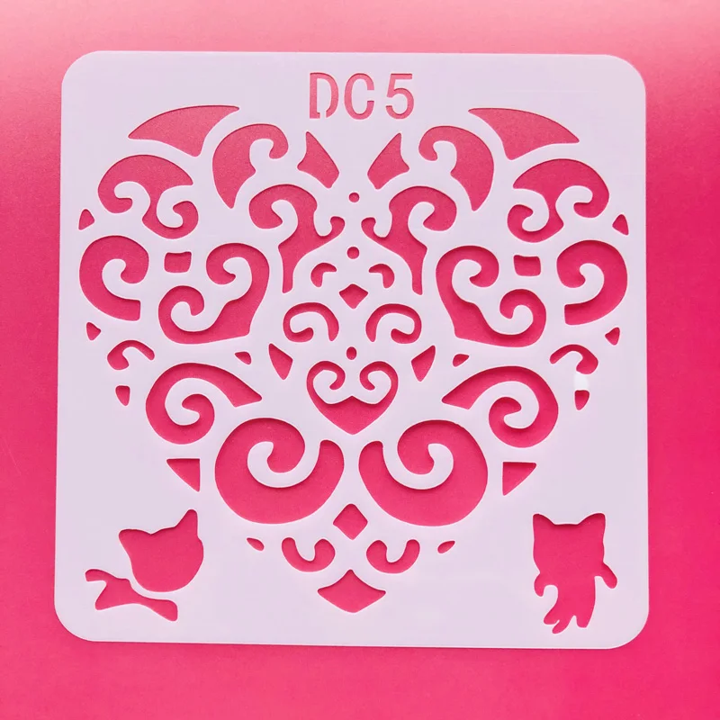 

Heart Hand Craft Gift Coloring Template Cake Lace Stencil Autograph Book Painting Furniture Window Door Decor Flexible PVC DC5