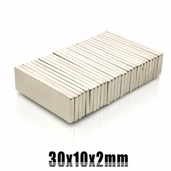 

100pcs 30*10*2 Strong Block Cuboid Neodymium Magnets 30x10x2 Rare Earth Neo Magnet N35 30mm x 10mm x 2mm free shipping