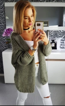 

Women's Ladies Loose Knitted Pullover Jumper Casual Jackets V Neck Long Sleeve Knitwear Top