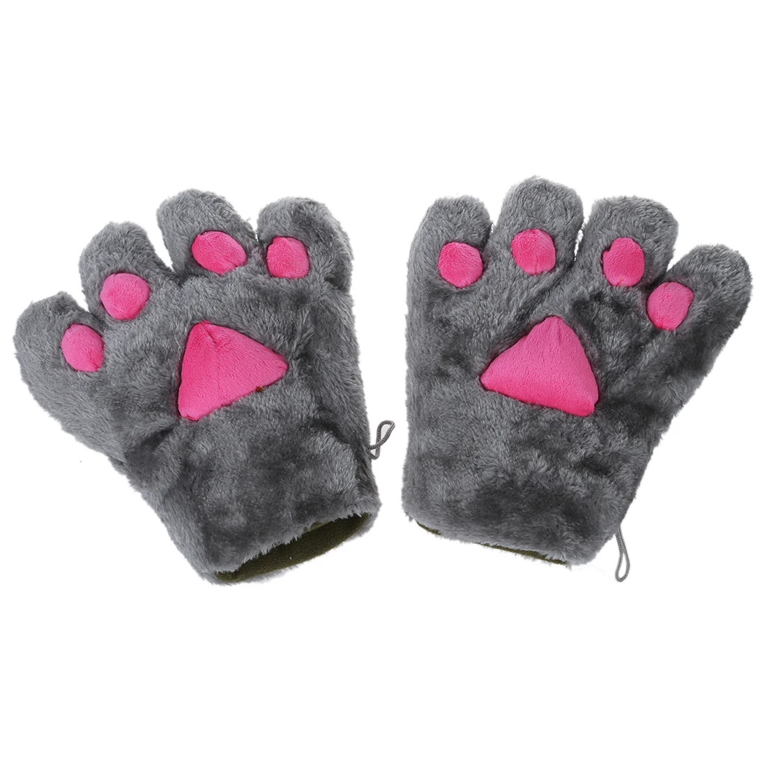 

1 pair Cat Paws Tattoo Plush Glove Cosplay Party Grey and Pink