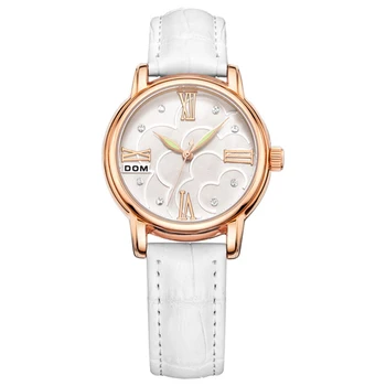 

DOM Ladies Leather Watch Elegant Retro Quartz Waterproof Watch Women'S