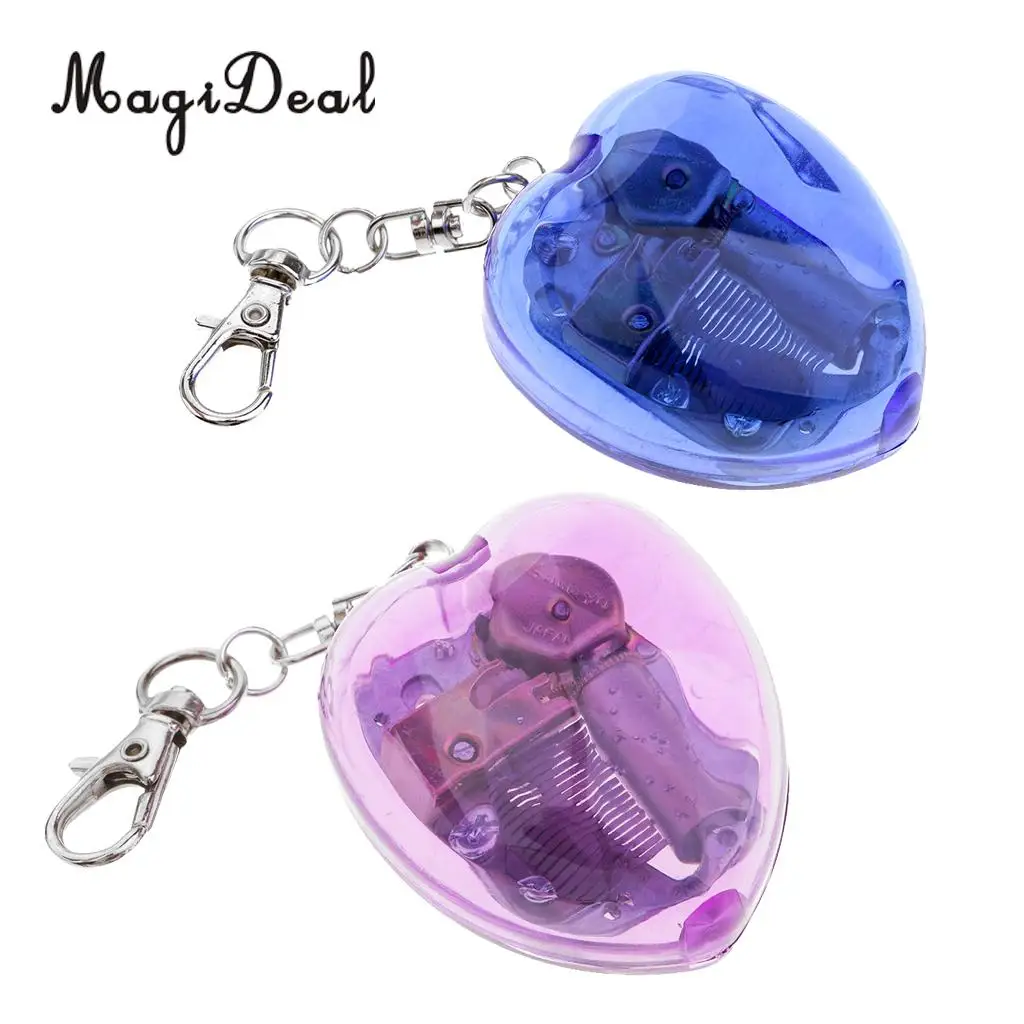 

MagiDeal Keyring Music Box Mini Wind Up Heart Shape Musical Box Keychain Pendant Gift Blue