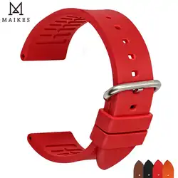 MAIKES Новый высокое качество fluororubber часы ремешок 20 22 мм 24 мм Модный Резиновый Ремешок Спортивные Ремешки для наручных часов розовый красный