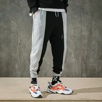 

Spring New Sweatpants Men Fashion Stretch Waist Contrast Color Casual Joggers Pants Man Streetwear Hip Hop Loose Trousers Male