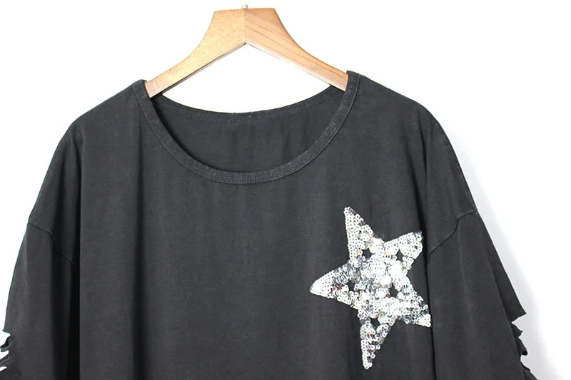 Новинка, модная женская футболка в стиле панк-рок, весна-лето, круглый вырез, короткий рукав, свободная футболка, женская футболка с геометрическим рисунком