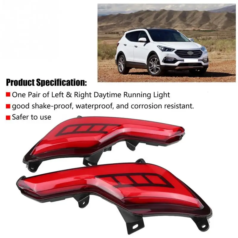 

1 Pair Car Rear Bumper Tail Light Signal DRL LED Brake Reflector Lamp for Hyundai IX45 2016 2017 automobiles oto aksesuar NEW