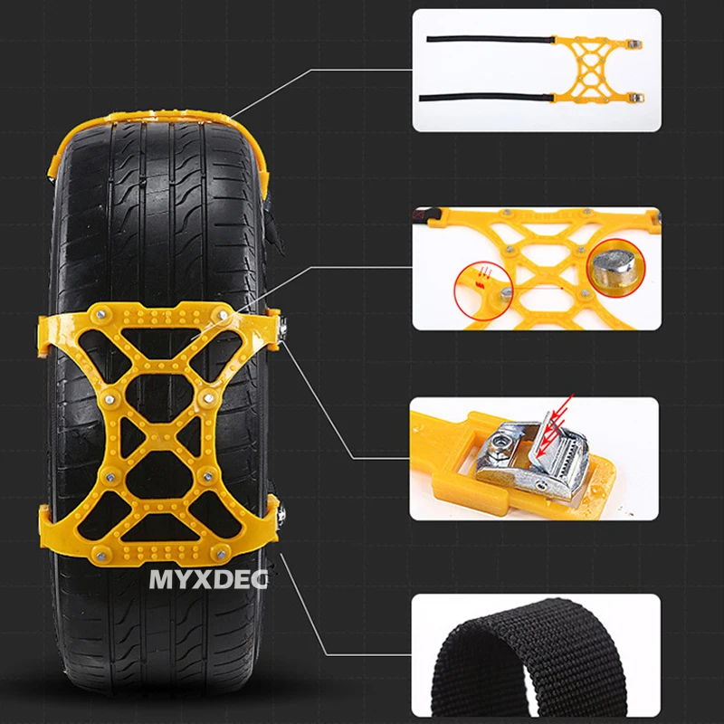 6 pcs Universal Vehicles Ice Snow Field Tire Anti-slip Chain Thickened Widened Wheel Truck Car Non-slip Belt Outdoor Accessories 6 pcs Universal Vehicles Ice Snow Field Tire Anti-slip Chain Thickened Widened Wheel Truck Car Non-slip Belt Outdoor Accessories