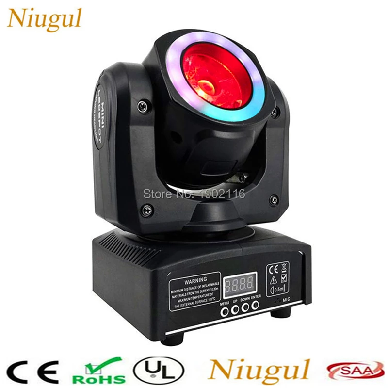 

60W LED Mini Beam Moving Head Light With RGB Light Strip Powerful Beam Wash Stage Lighting For Club Disco Party Spot DJ Lighting