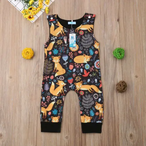 

US Stock Newborn Unisex Baby Girl Boy Fox Print Romper Jumpsuit Outfits Summer Clothes hot