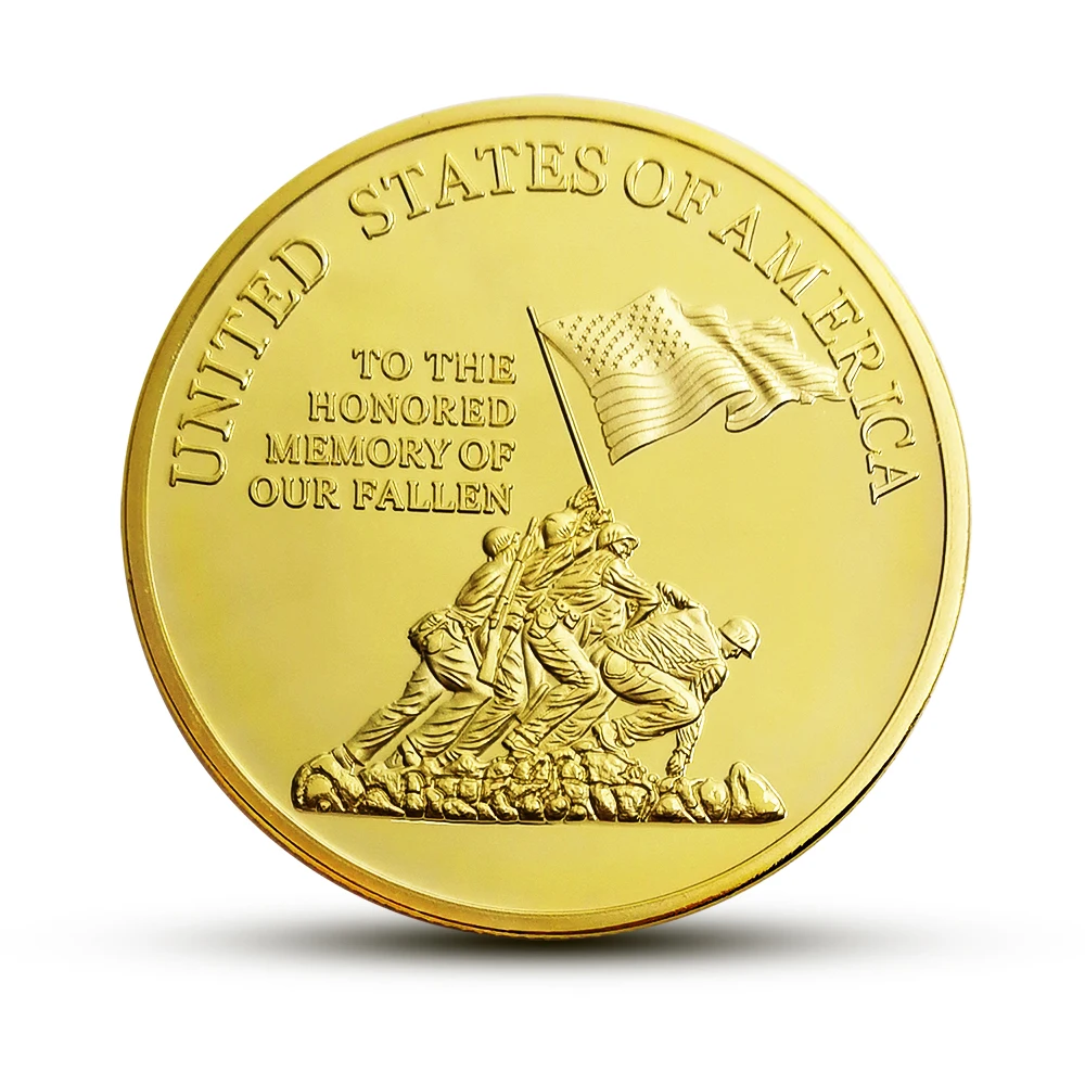 Армия США морской корпус наградная монета Армия USMC США позолоченный сувенир монеты