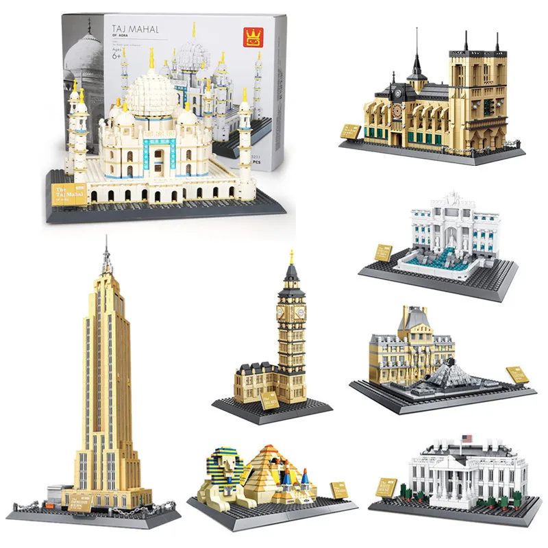 

Plastic Building Block World Famous Architecture Model Spelling Insert Alpinia Oxyphylla Building Block Toys