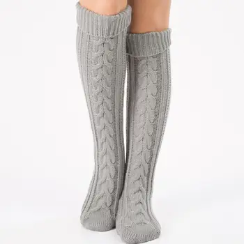 

MISSKY Women Twist Knitted Woolen Knee Socks Leg Warmers Stockings Boot Socks for Ladies