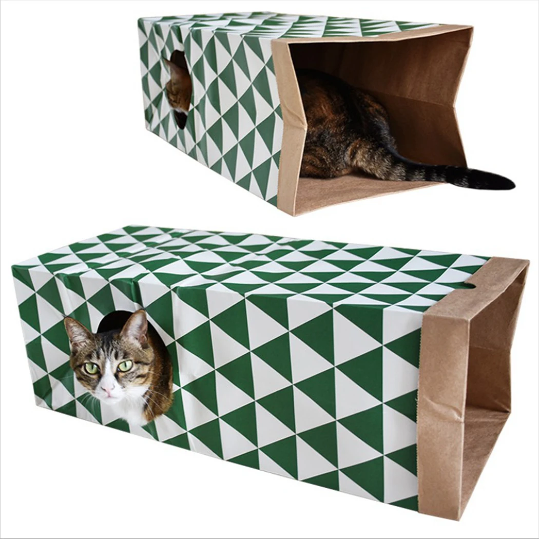 

1 Pcs Paper Bag Tunnel Creative Interactive Kraft Paper Cat Tunnel Cat Paper House Pet Toy Cat Supplies
