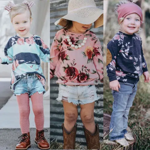 

Floral Toddler Kids Baby Girl Tops Long Sleeve T-shirt Sweatshirt Pullovers Coat