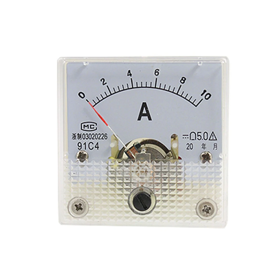 

Plastic Square Sheet Metal 91C4 Mounting Ammeter 10A DC Current Meter White