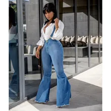 Новинка, женские джинсы с высокой талией, винтажные сексуальные повседневные джинсовые брюки-клеш, Длинные однотонные брюки