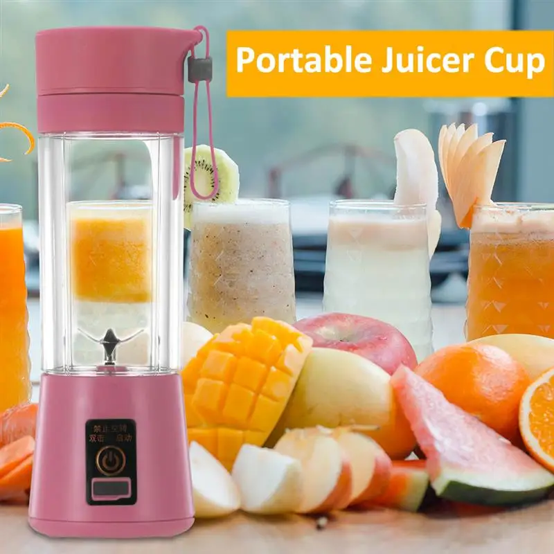 

380ml 6 Blades Mini Portable Electric Fruit Juicer USB Rechargeable Smoothie Maker Blender Machine Sports Bottle Juicing Cup