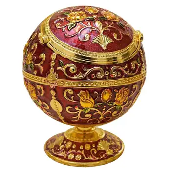 

Durable Portable Alloy Round Ball Ashtray Car Ashtray Mini Ashtray Relief Stamped Pattern Gift for Men and Women Outdoor Indoor