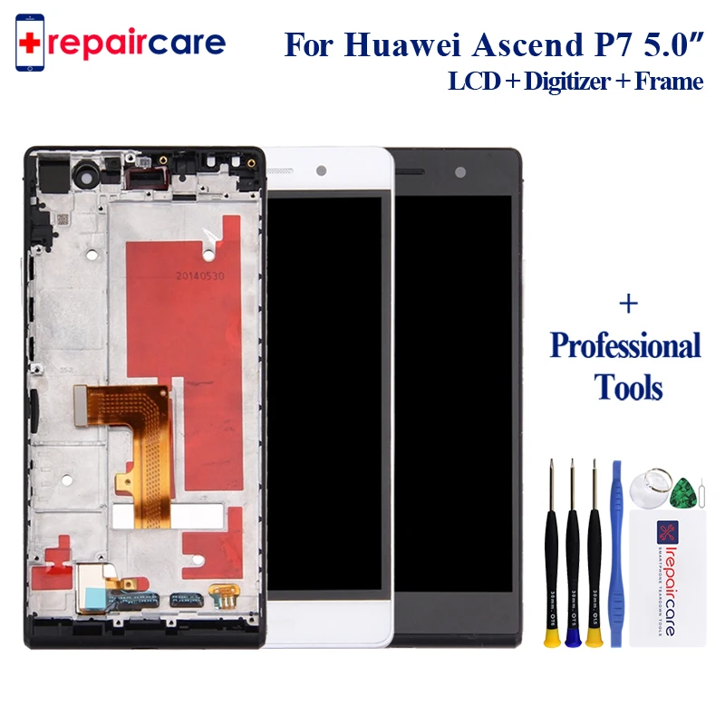 

With Free Tools 5 inch 1920x1080 Display For HUAWEI P7 LCD Ascend P7 Touch Screen Digitizer Assembly With Frame