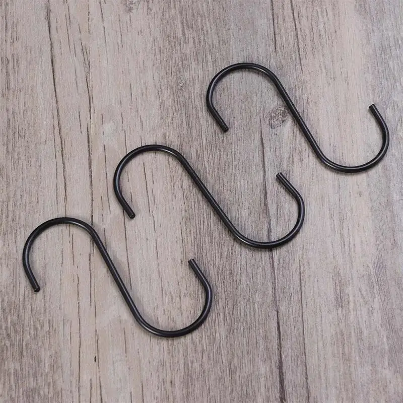 Murah Ounona 3 Pcs Stainless Steel S Berbentuk Kait Dapur Tahan Karat Tipe S Kait Gantungan untuk Menggantung Panci Cangkir Tas Handuk (Hitam)