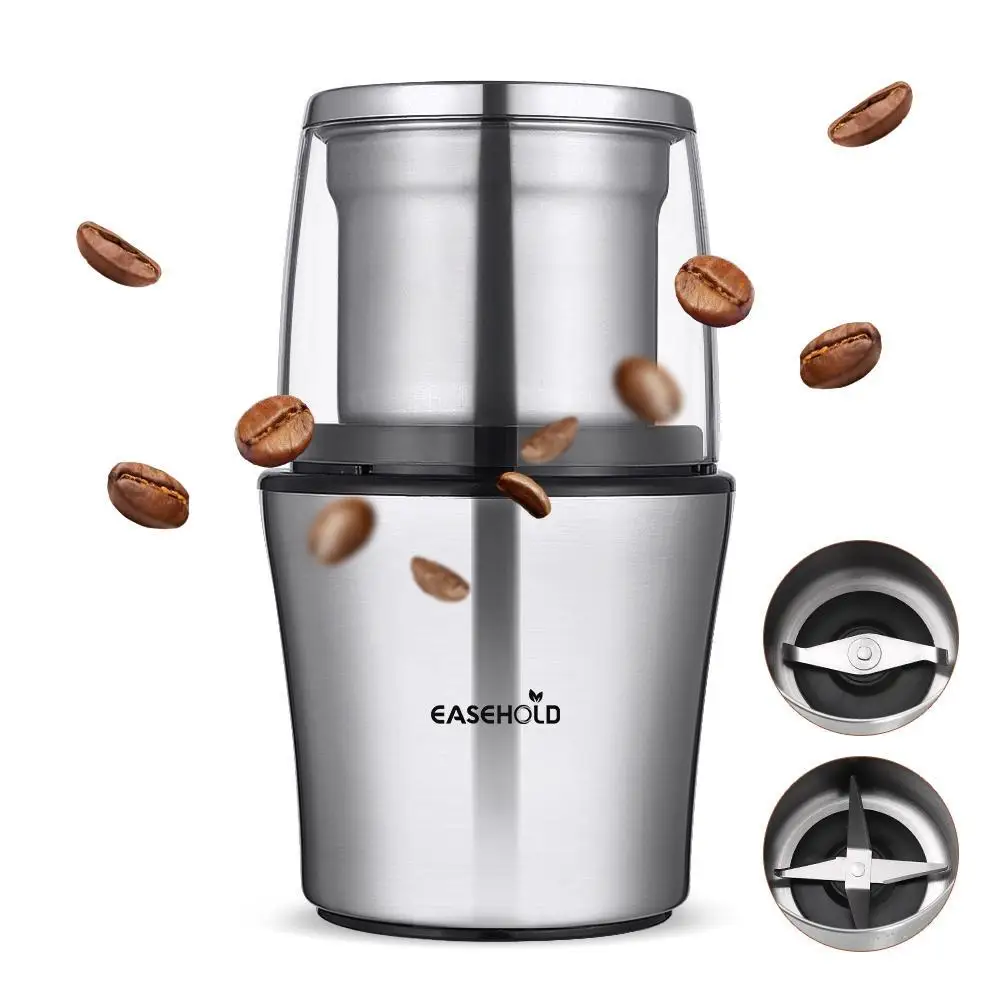 

Easehold 200W Electric Coffee Grinder Stainless Steel Body Big Capacity for Salt Pepper Grinder Powerful bean Grinding Machine
