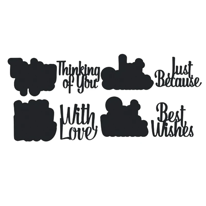 

ForeWan Etched Die Cuts Best Wishes Love Words Metal Cutting Dies Crafts Stencils for Scrapbooking Embossing Paper Cards Making