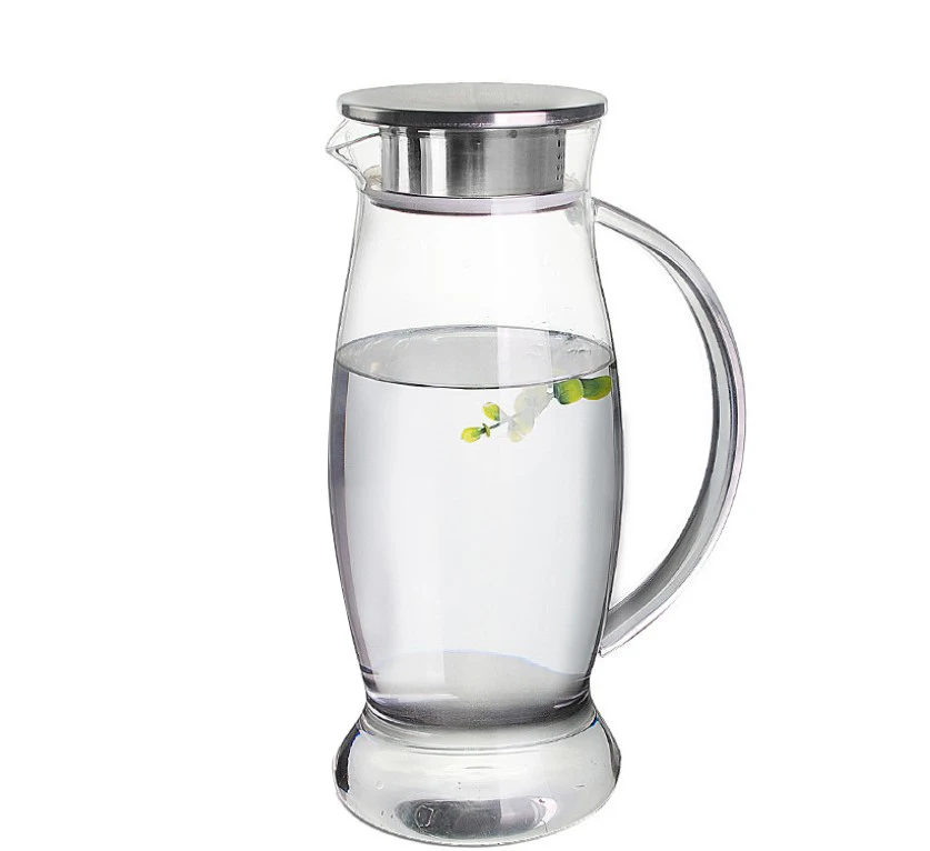 

1.8L High Temperature Resistant Jug Large Capacity Juice Pot Transparent Thick Stainless Steel Filter Household Cold Water Bot
