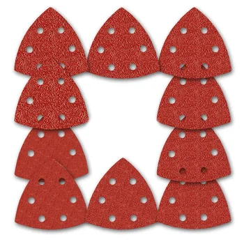 

100 Pieces 6 Hole Hook Triangle Sander Sandpaper Sanding Paper Assorted 4 Grits For Power Random Track Sanders