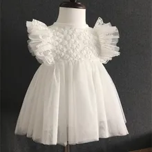 Summer Ruffles Lace Newborn Baby Girl Wedding Pageant Dress Christening Gowns Princess Party Dresses Girls Clothes girls dress fox squirrel bird mushroom striped cotton 2018 summer princess wedding party dresses kids clothes size 7 14 pageant