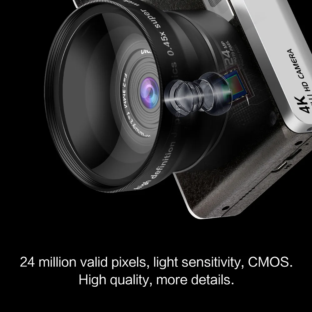 Профессиональный 4 дюймовый IPS сенсорный экран 4K Full HD Цифровая камера ILDC 24 МП 1080P