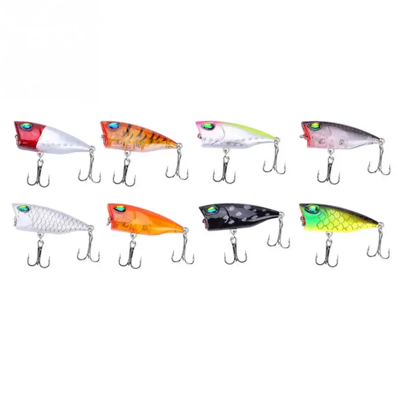 Fishing Lure 8PCS 4cm3.3g Plastic Hard Lures Artificial Bass Fishing Bait with 2 Treble Barbed Hooks Swimbait Wobbler Crankbait