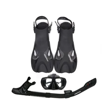 

AILLOMA Adjustable Buckle Camera Diving Mask Snorkel Set Full Dry Tube Scuba Snorkeling Anti-Fog Goggles Diver equipment Fins