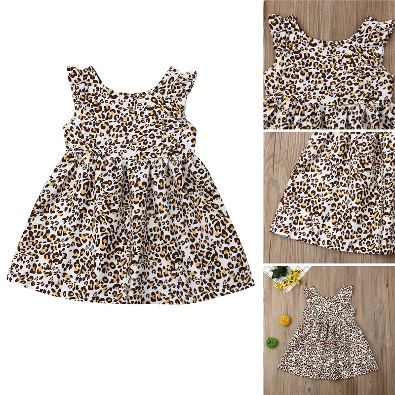

2019 Princess Summer Sleeveless Round Neck Leopard Print Party Birthday Pageant Dresses Toddler Baby Kids Girls Tutu Dress