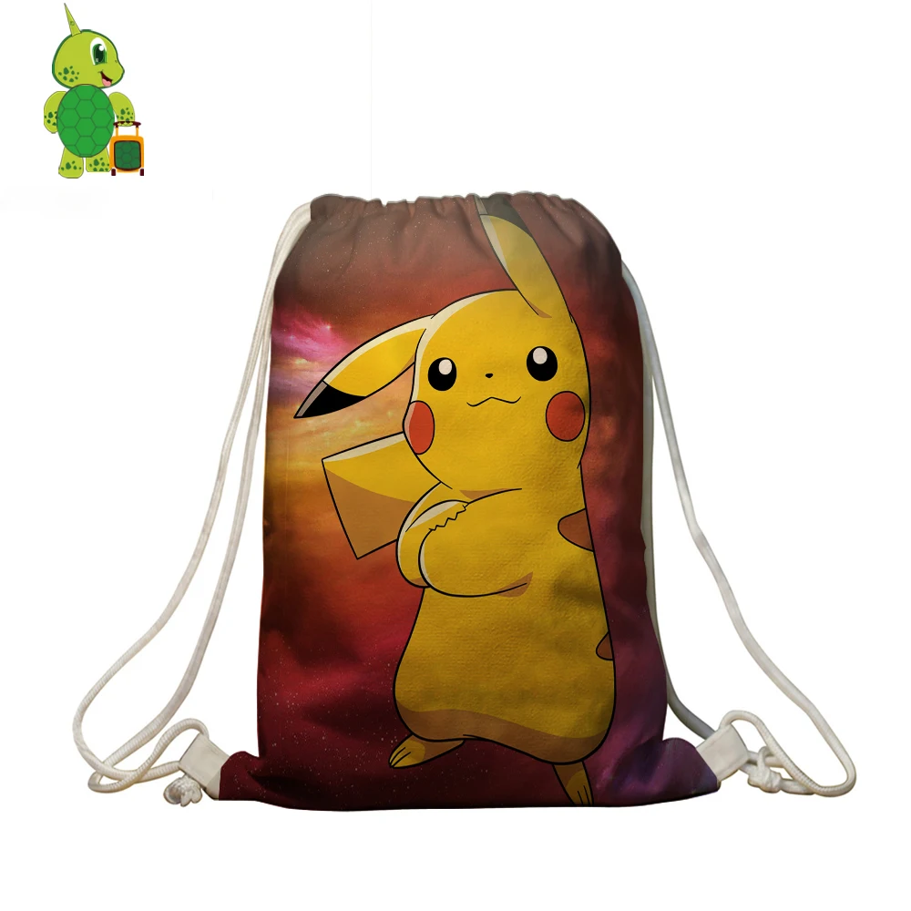 

Pokemon Pikachu Galaxy Space Drawstring Bag Women Men Casual Travel Shoulder Bags Boys Girls School Bags Storage Shopping Bag
