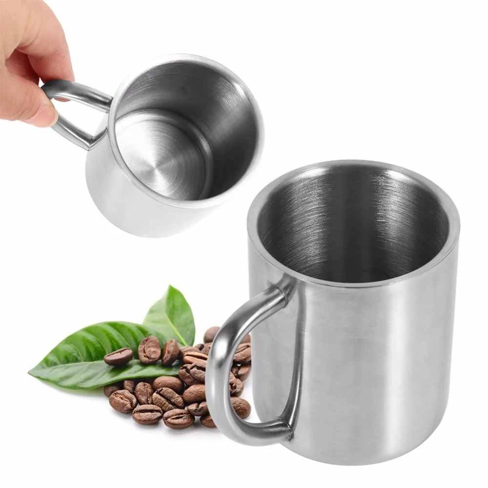 

Stainless Steel Coffee Mugs With Handgrip Double Layer Tea Mug Wine Cup Scald -Proof Milk Mug Kitchen Drinkware Barware