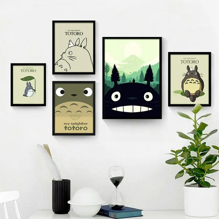 

Miyazaki Hayao Children Animation Totoro Wall Art Canvas Posters and Prints Wall Pictures for Living Room Nordic Kids Room Decor