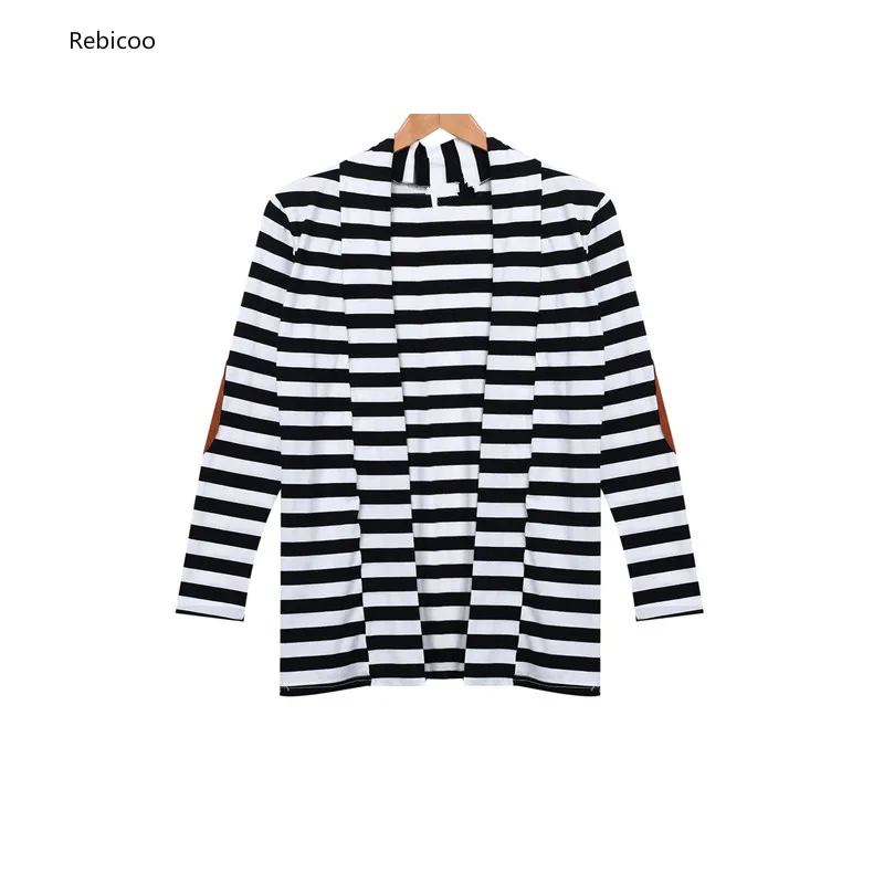 

Fashion Casual Women Long Cardigan Coat Long Sleeve Loose Open Stitch Jacket Chic Autumn Striped Coat Slim Show Thin Clothes