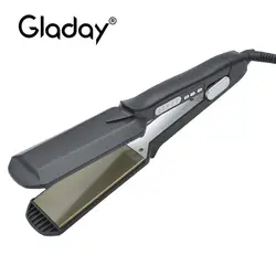 Gladay Professional светодиодный Светодиодный дисплей классический черный выпрямитель для волос/гофрированный плойка